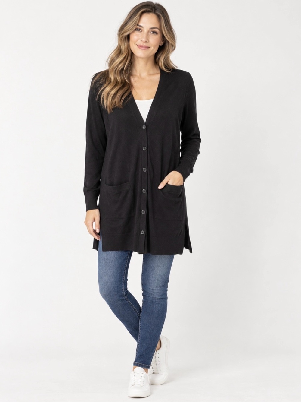 LOFT Outlet Black Button Front Sweater Cardigan Size Medium